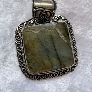 Natural Labradorite Stone Pendant in .925.Sterling Silver